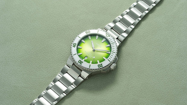 Oris Aquis Date Taste of Summer Watermelon Green 41.5mm - 2024 Christmas Catalog Pg. 7