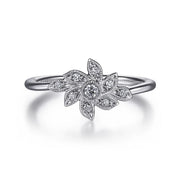 14K White Gold Floral Diamond Ring