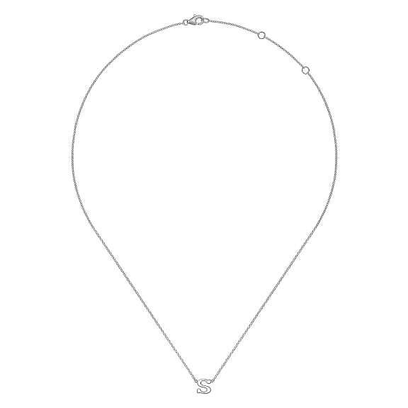 14K White Gold S Initial Necklace