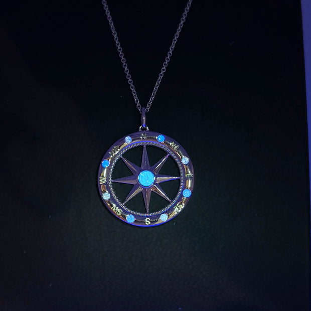 1/4ctw Glow Diamond Compass Pendant