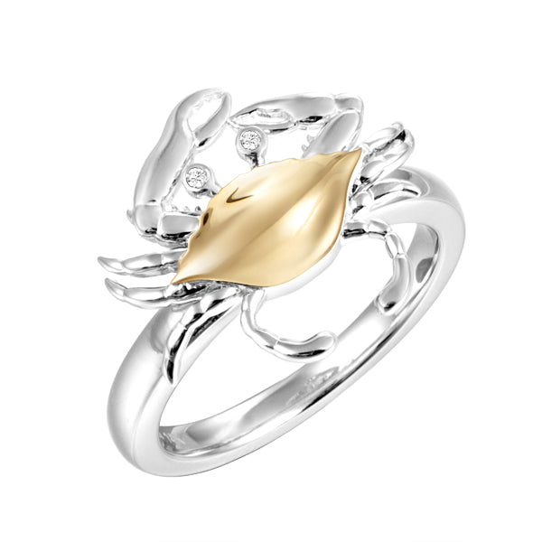 Sterling Silver/14K Crab Ring
