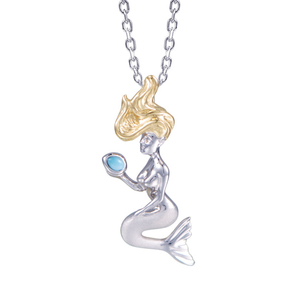 Sterling Silver/14K Mermaid Pendant