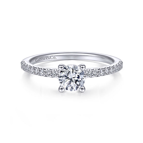 Amata - 14K White Gold Round Diamond Engagement Ring