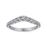 Annecy - Curved 14K White Gold French Pave Set Diamond Wedding Band - 0.5 ct
