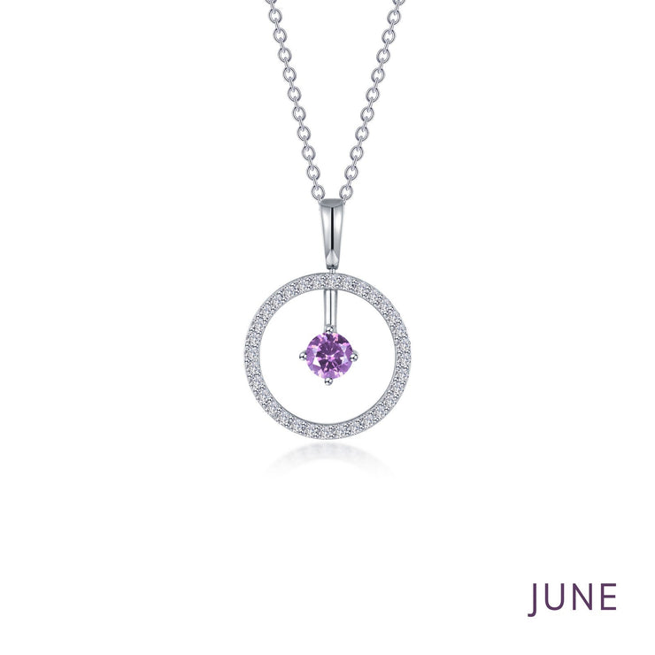 June Birthstone Reversible Open Circle Necklace