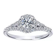 Farida - 14K White Gold Round Halo Complete Diamond Engagement Ring