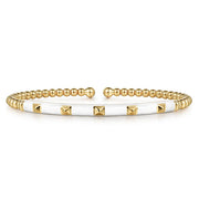 14K Yellow Gold Bujukan Beads and Pyramid Split Bangle with White Enamel - 2024 Christmas Catalog Pg. 3