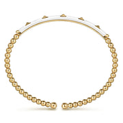 14K Yellow Gold Bujukan Beads and Pyramid Split Bangle with White Enamel - 2024 Christmas Catalog Pg. 3