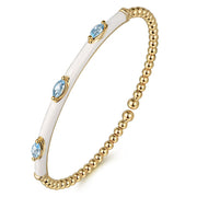 14K Yellow Gold Bujukan Blue Topaz Split Bangle with White Enamel - 2024 Christmas Catalog Pg. 3