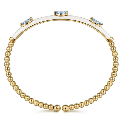 14K Yellow Gold Bujukan Blue Topaz Split Bangle with White Enamel - 2024 Christmas Catalog Pg. 3