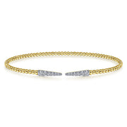 14K Yellow Gold Bujukan Diamond Spikes Split Bangle