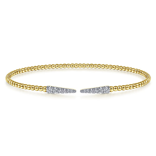 14K Yellow Gold Bujukan Diamond Spikes Split Bangle