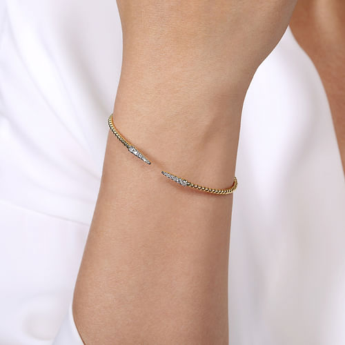 14K Yellow Gold Bujukan Diamond Spikes Split Bangle