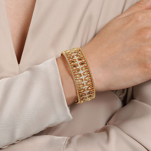 14K Yellow Gold Diamond and Bujukan Beads Cuff Bangle Bracelet - 2024 Christmas Catalog Pg. 3