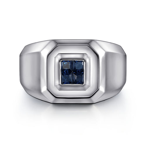 925 Sterling Silver Signet Ring with Princess Cut Sapphires - 2024 Christmas Catalog Pg. 6