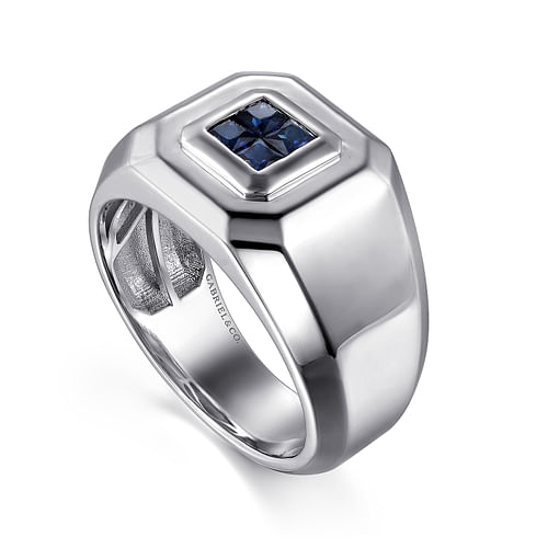 925 Sterling Silver Signet Ring with Princess Cut Sapphires - 2024 Christmas Catalog Pg. 6