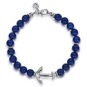 Sterling Silver and 8mm Lapis Beaded Bracelet with Anchor - 2024 Christmas Catalog Pg. 6