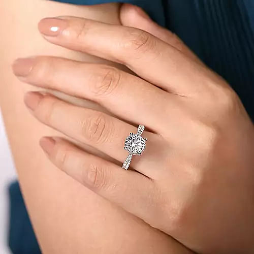 Yelena - Vintage Inspired Platinum Round Diamond Engagement Ring