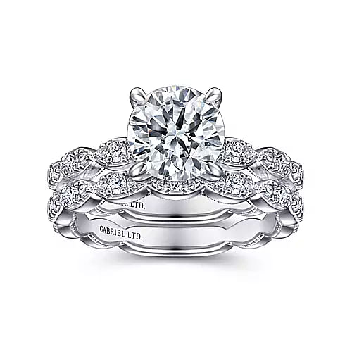 Senia - Vintage Inspired Platinum Round Diamond Engagement Ring