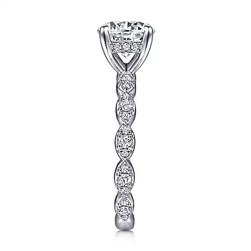 Senia - Vintage Inspired Platinum Round Diamond Engagement Ring