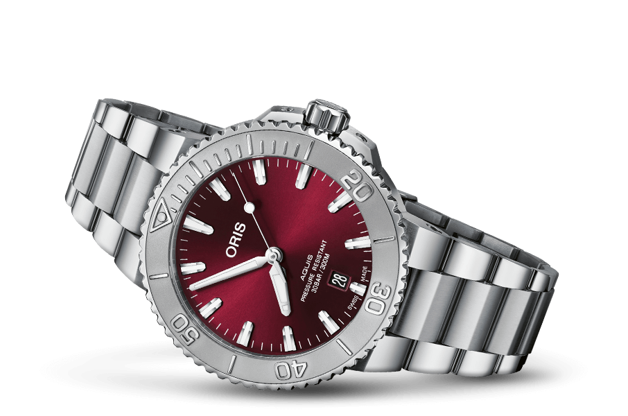 Oris Aquis Date Relief Cherry Red Dial 41.5mm – Garrick Jewelers PA
