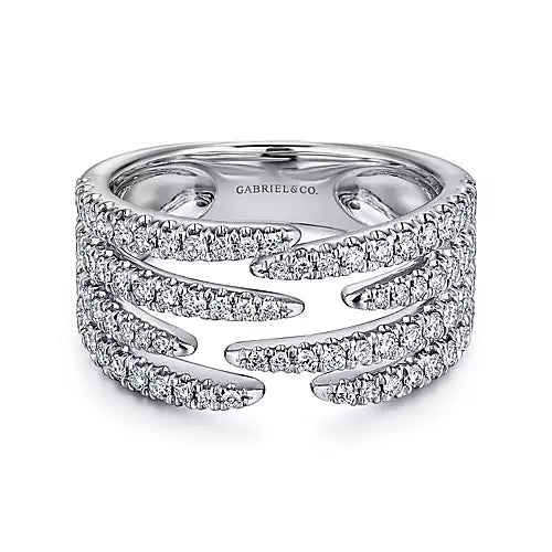 Page 4 - 14K White Gold Open Wide Band Pavé Diamond Ring