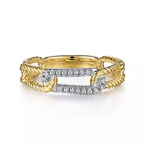 Page 4 - 14K Yellow Gold Hampton Link Ring with Diamond Station