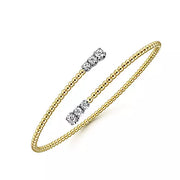 Page 4 - 14K Yellow Gold Bujukan Bead Bypass Bangle with Graduating Diamond Caps