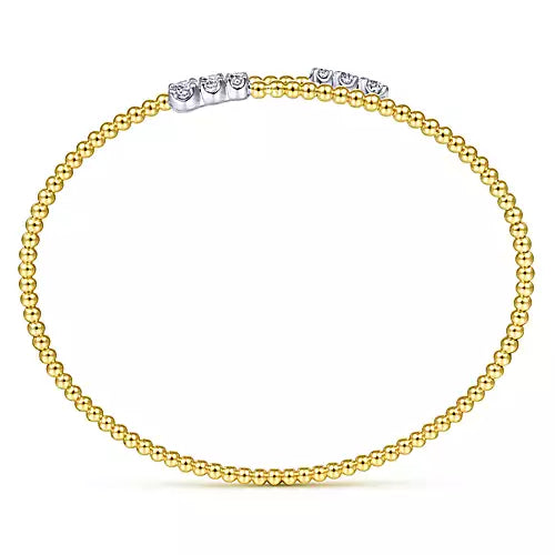 Page 4 - 14K Yellow Gold Bujukan Bead Bypass Bangle with Graduating Diamond Caps
