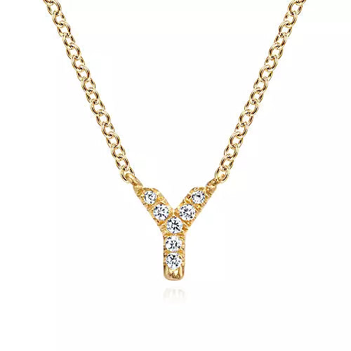 Page 4 - 14K Yellow Gold Diamond Y Initial Pendant Necklace