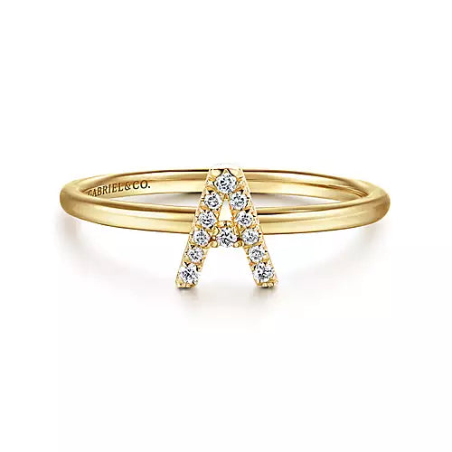 Page 4 - 14K Yellow Gold Pavé Diamond Uppercase A Initial Ring