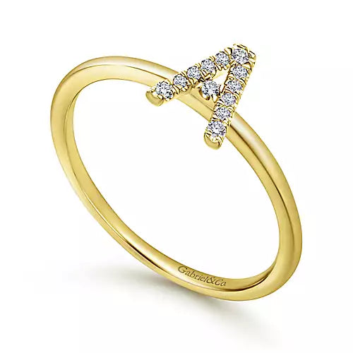 Page 4 - 14K Yellow Gold Pavé Diamond Uppercase A Initial Ring