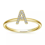 Page 4 - 14K Yellow Gold Pavé Diamond Uppercase A Initial Ring