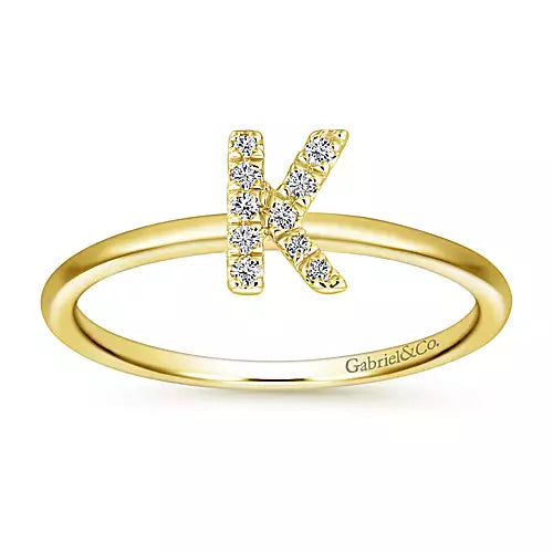 Page 4 - 14K Yellow Gold Pavé Diamond Uppercase K Initial Ring