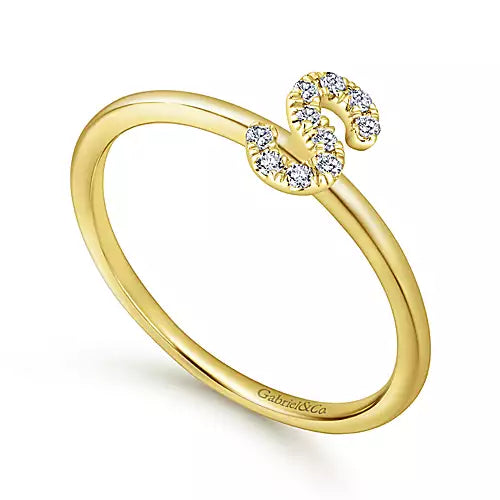 Page 4 - 14K Yellow Gold Pavé Diamond Uppercase S Initial Ring