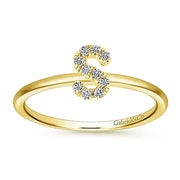 Page 4 - 14K Yellow Gold Pavé Diamond Uppercase S Initial Ring
