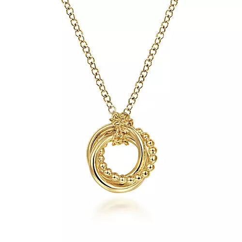 Page 4 - 14K Yellow Gold Plain and Bujukan Beaded Interlocking Circles Pendant Necklace