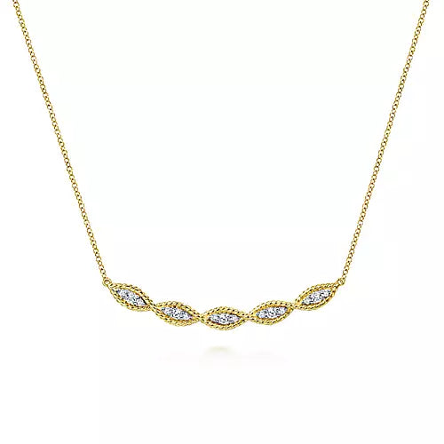 Page 4 - 14K Yellow Gold Twisted Rope Curved Diamond Bar Necklace