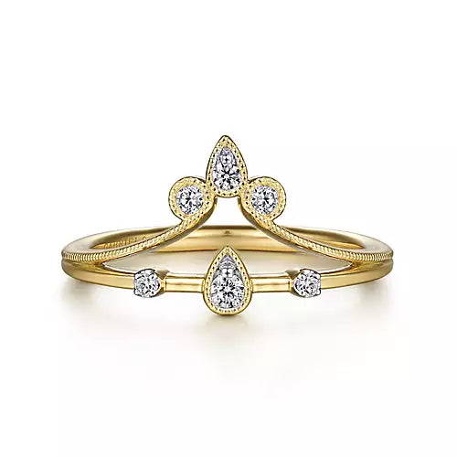 Page 4 - 14K Yellow Gold Two Row Diamond Chevron Ring