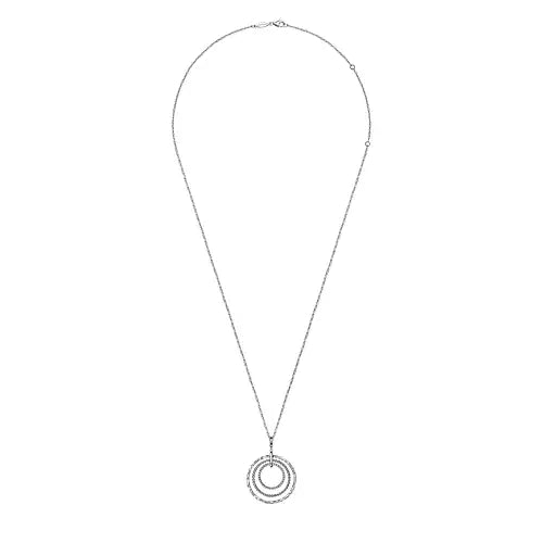 Page 3 - Sterling Silver Triple Row Circle Pendant Necklace with White Sapphire