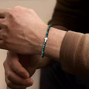 Page 5 - Sterling Silver Cross Bracelet with Malachite Beads