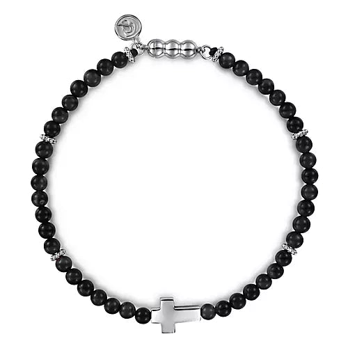 Page 5 - Sterling Silver Cross Bracelet with Onyx Beads