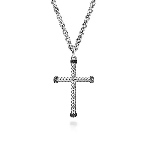 Page 5 - Sterling Silver Twisted Rope Cross Pendant with Black Spinel