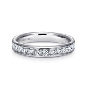 14K White Gold Channel Set Diamond Wedding Band