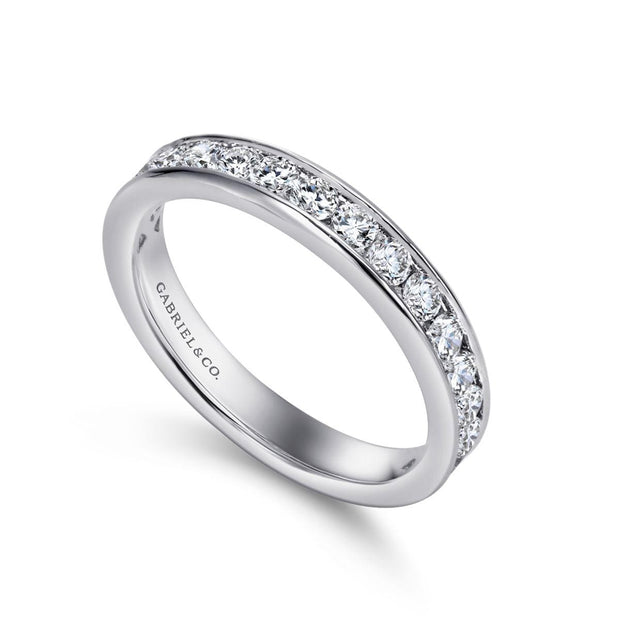 14K White Gold Channel Set Diamond Wedding Band