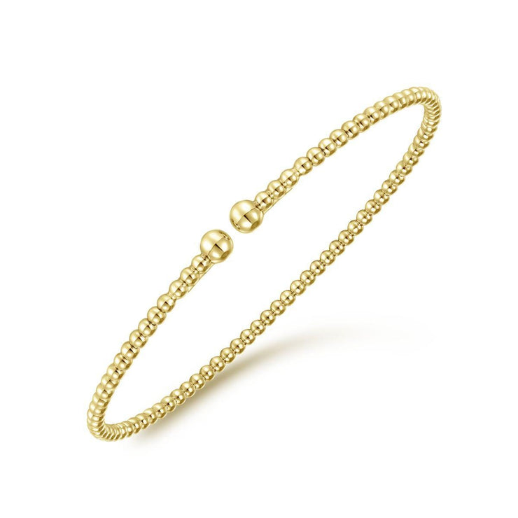 Split 14K Yellow Gold Beaded Bujukan Bangle