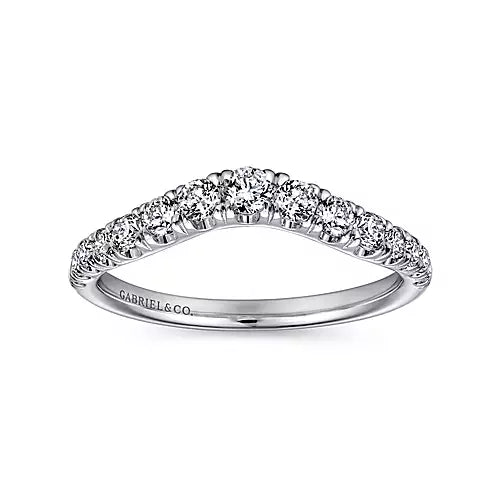 Page 4 - Curved 14K White Gold French Pavé Set Diamond Wedding Band