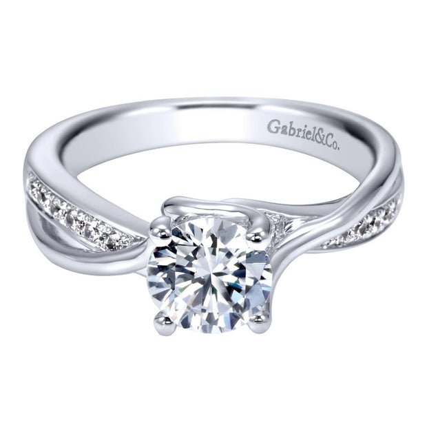 Platinum Round Twisted Diamond Engagement Ring