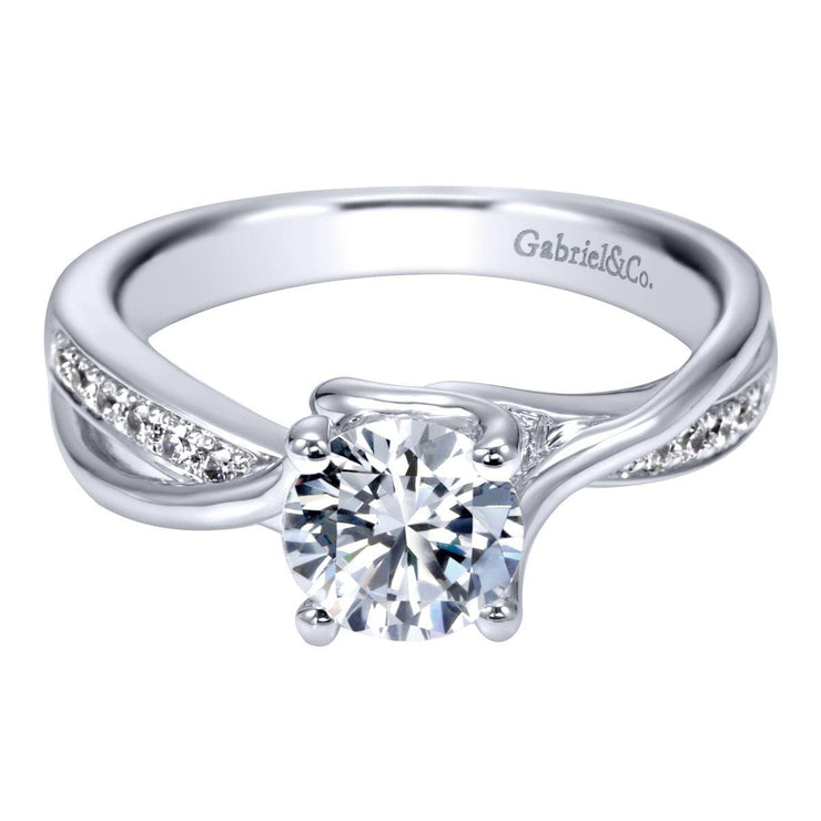Platinum Round Twisted Diamond Engagement Ring