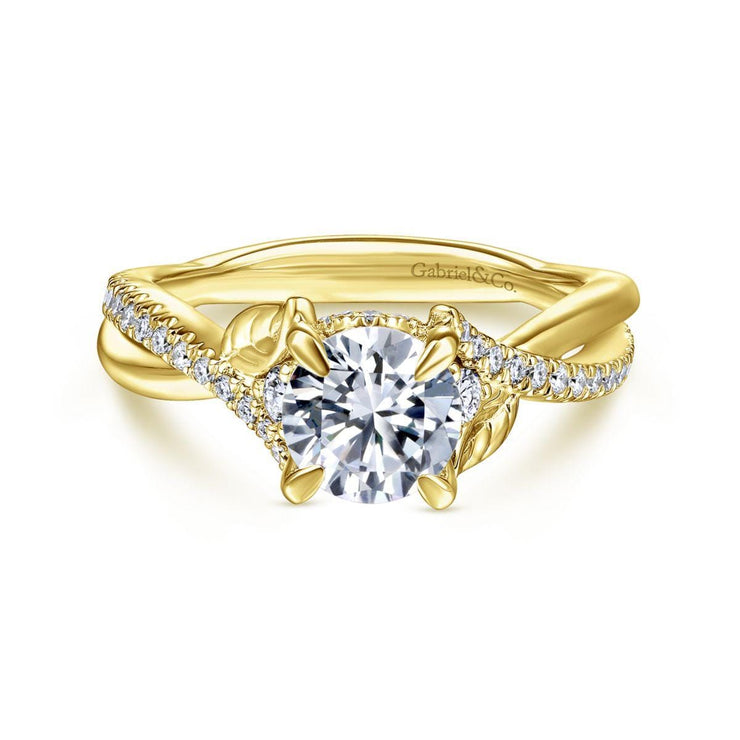 14K Yellow Gold Round Diamond Engagement Ring